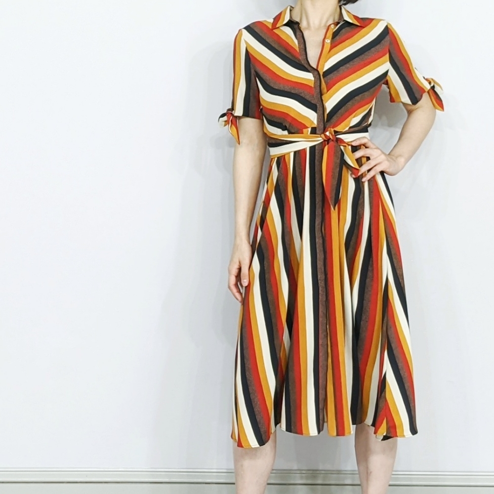 Mango colorful Stripe shirt midi dress